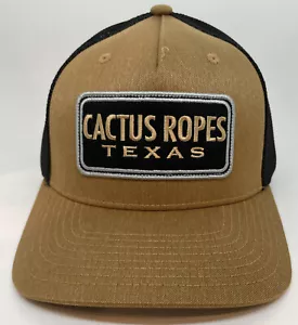 Hooey Cactus Ropes Texas Tan Black Mesh FlexFit S/M CR065-01 Rodeo Patch Hat - Foto 1 di 3