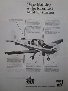 4/1974 PUB SCOTTISH AVIATION AEROBATIC MILITARY TRAINER BULLDOG FARNBOROUGH AD - Foto 1 di 1