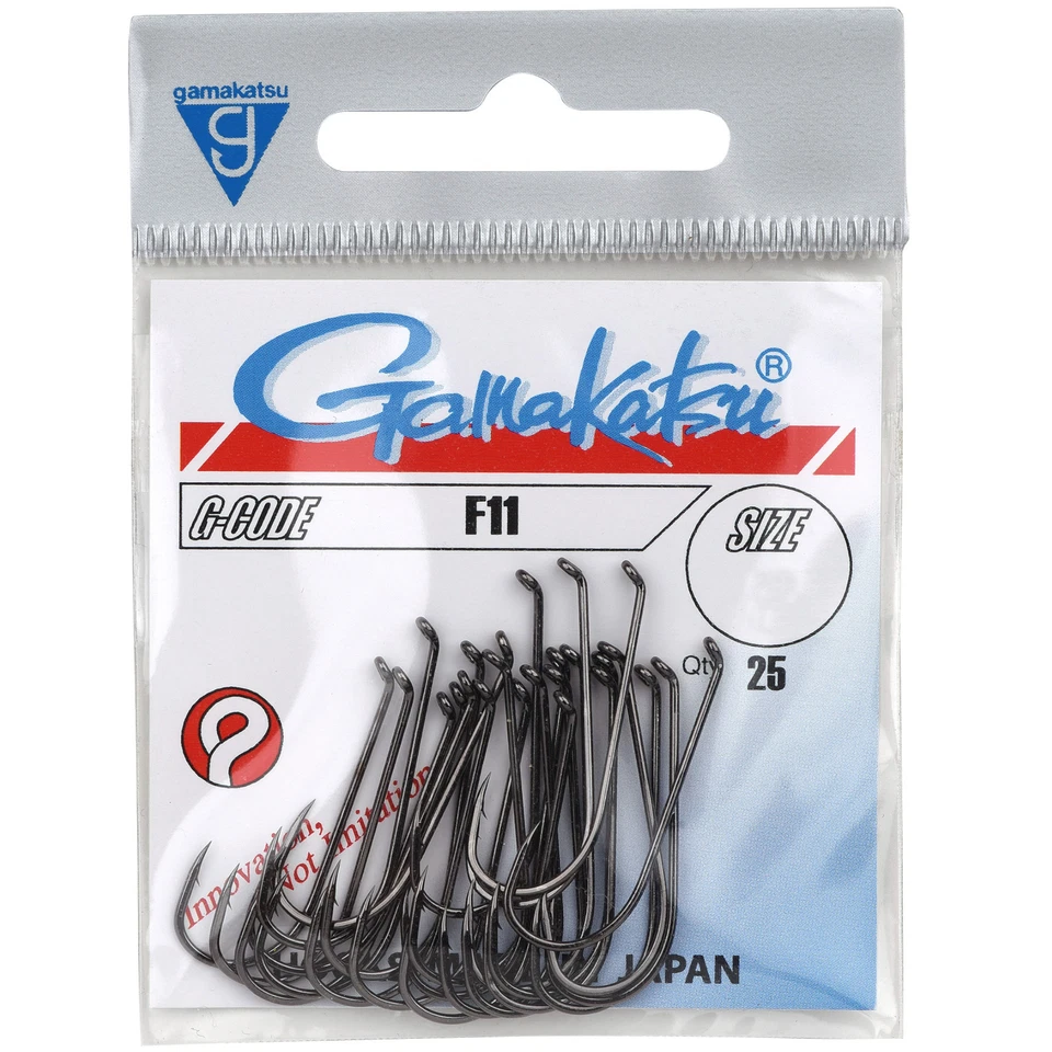 Gamakatsu F11 Hooks Black - 25 Fliegenhaken, Angelhaken zum Fliegenfischen Haken