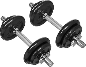 Adjustable Dumbbell Set 38 lbs Black - Home Gym Hand Weights Fitness Equipment - Picture 1 of 12
