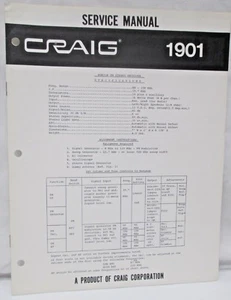 Craig 1901 Service Manual Mobile FM Stereo Receiver Spezifikationen - Bild 1 von 6