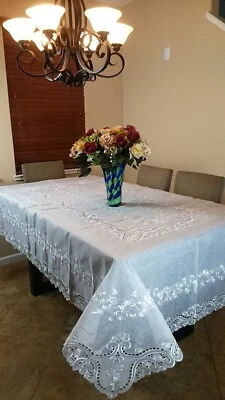 Servilletas de mantel de tela floral de organza transparente bordado novia boda 54x72" Foto 1 de 4