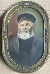Antikes Gesso Foto Blase Kuppel Glasrahmen konvex Bild Portrait verzierte Platte - Bild 1 von 23