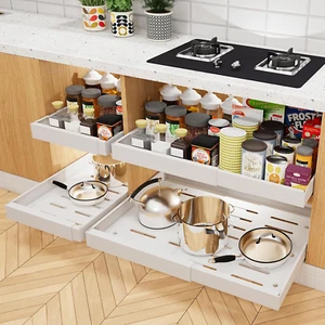 2 Pack Pull Out Drawers for Cabinets Expandable, Pull Out Cabinet Organizer Adhe - Picture 1 of 12