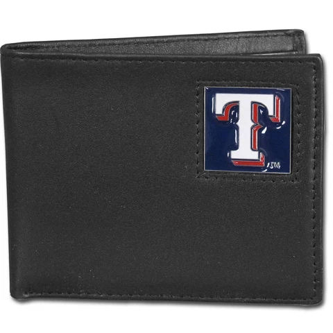 Texas Rangers Bi-Fold Fine Grain Leather Wallet, Gift Boxed Cover