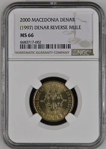 2000 Macedonia Denar NGC Error Muled 1997 Reverse MS 66 - Picture 1 of 2