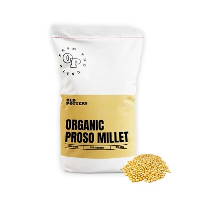 OLD POTTERS CO. Old Potters Wildlife Organic White Millet Non-GMO USA Grown Attracts Birds 25 lb