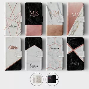 Tirita Personalised Wallet Flip Case for iPhone 16 15 14 13 12 Marble Rose Gold - Picture 1 of 26