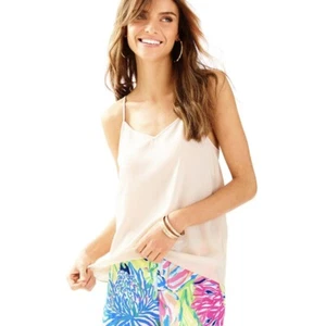 Top da donna Lilly Pulitzer in seta crepuscolare taglia XS canottiera tinta unita guscio di ostrica nuovo con etichette - Foto 1 di 6