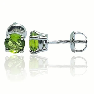 Natural Peridot 14K Real Yellow Gold Heavier Weight Gold sold in 1 Pair - Picture 1 of 7