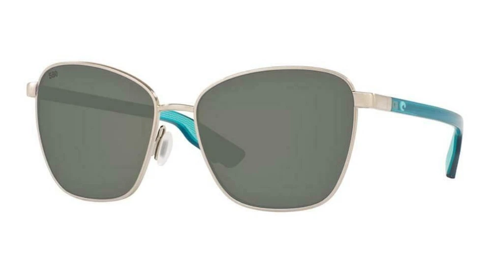 Costa Del Mar Paloma 580G 偏光太阳镜 - 拉丝银色/海洋蓝色/灰色 — 第 1/1 张图片