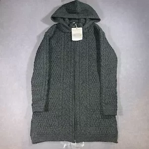 Blarney Woolen Mills Sweater Womens Medium Long Hooded Cable Knit Wool Green NWT - Picture 1 of 10