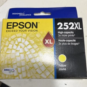 NEW GENUINE EPSON 252XL YELLOW C13T253420 INK WF-3620 WF-7720 6-2024 / URTT-10 - Picture 1 of 3