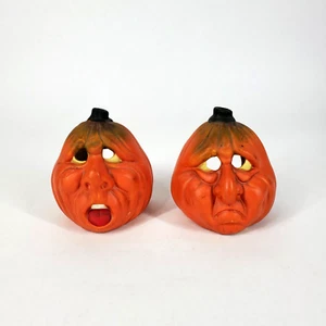 Vintage Porcelain Pumpkin Spooky Face Tea Light Holders Halloween Decor 3.5" - Picture 1 of 11