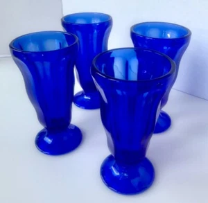 4 Vintage Anchor Hocking Kobalt Parfait Soda Eisbecher Gläser Exc. Zustand! - Bild 1 von 3