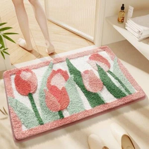 Floral Bath Mat Cute Quick Drying Carpet Machine Wash and Non Slip Bath Rug f... - Picture 1 of 7