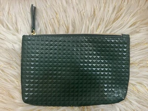 Ipsy August 2019 Dark Green Textured Geometric Travel Make-up Cosmetic Bag 7.5x5 - Picture 1 of 7