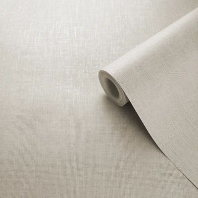 Papel tapiz texturizado lino Muriva Darcy James efecto tela lisa crema 173536 Foto 1 de 4