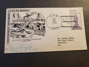 Dragamine USS FINCH AM-9 copertina navale 1938 GUERRA CIVILE USS PAWNEE cachet CAVITE - Foto 1 di 2