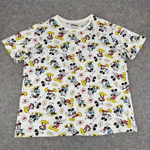 Disney T-Shirt Tee Mickey Mouse All Over Print Crew Neck Womens Plus 1X - Picture 1 of 7