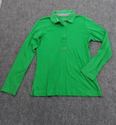Top Lilly Pulitzer Grande Verde Pullover Cuello Polo Henley Manga Larga Pima Foto 1 de 4