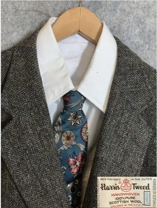 Vintage Harris Tweed Blazer Mens 44R Gray 100% Scottish Wool Sport Coat Jacket - Picture 1 of 10