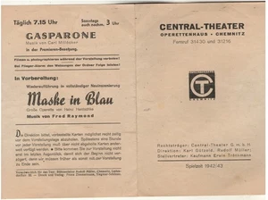 Programm Central Theater Operettenhaus Chemnitz 1942 1943 (164) - Bild 1 von 2