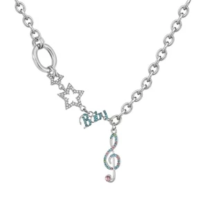 Titanium Steel Musical Note Pentagram Choker Pentagram Necklace Party Accessory - Picture 1 of 8