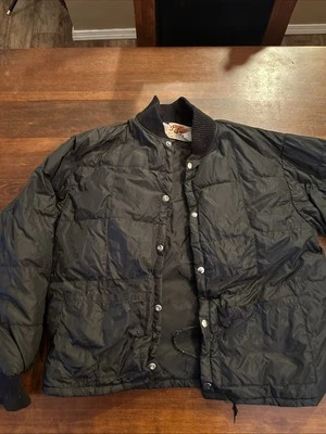 Chaqueta acolchada vintage cómoda años 60 70 plumón de ganso negro. ¿Mediano? Foto 1 de 4