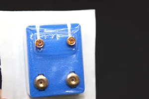 Vintage NOS J. Hewitt Medi Piercing Studs – Nov/Yellow Zircon – Gold Over Steel - Picture 1 of 3