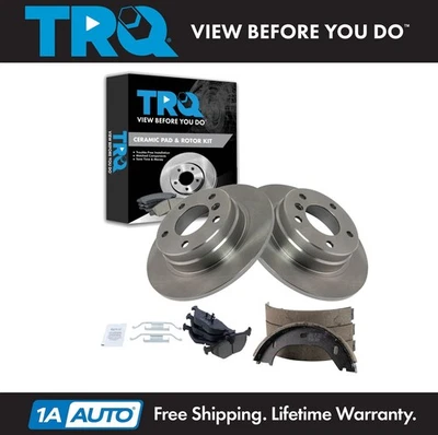 TRQ Rear Ceramic Brake Pad & Rotor Kit Fits 1992 BMW 318i 325i - Image 1 of 4