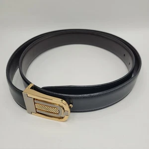 Unisex Black Belt - Brass Buckle, Size 38 93CM - EUC 11ST0110 - Picture 1 of 8