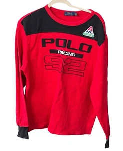 Polo Racing 92 Langarmshirt XL Waffelstrick schwer Ralph Lauren rot Ski - Bild 1 von 11