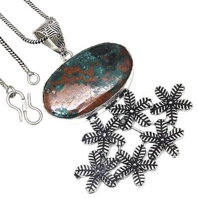 Colgante Crisocola Piedras Preciosas Regalo San Valentín Joyería Plata 2.5" Foto 1 de 4