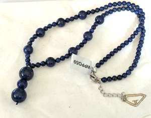 Gemporia sterling silver & Lapis Lazuli Y drop beaded necklace 122.4 cts - Picture 1 of 9