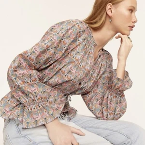 J. Camicia Crew Liberty Tessuto Blusa Top Giorgia Duca Stampa Bottoni NO CRAVATTA - Foto 1 di 17