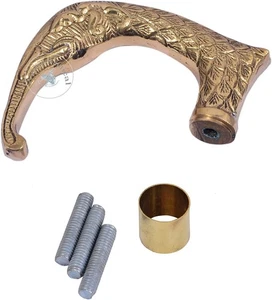 Solid Brass Big Elephant Curved Head Only Handle for Victorian Walking Stick - Bild 1 von 4