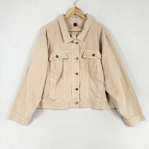 Maurices Trucker Jeansjacke Damen Größe 4X Beige Ecru Baumwolle Knopfleiste Taschen - Bild 1 von 8