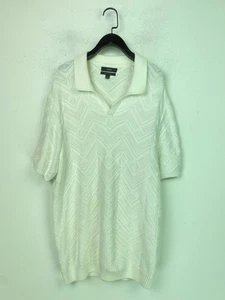 M&S White Textured Knit Short Sleeve Polo Collar Jumper UK XL - Picture 1 of 14