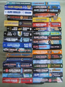 CLIVE CUSSLER Big 34 Action PB Book Lot DIRK PITT NUMA OREGON FARGO BELL Series - Picture 1 of 8