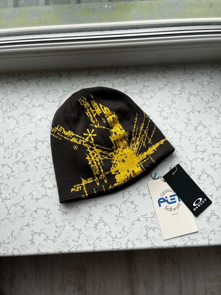 Gorro Oakley Piet elástico pesado verde escuro/amarelo colaboração rara novo com etiquetas - Imagem 1 de 4