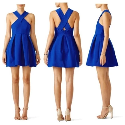 AQ/AQ Maverick Cobalt Blue Halter Mini Dress 8 - Image 1 of 4
