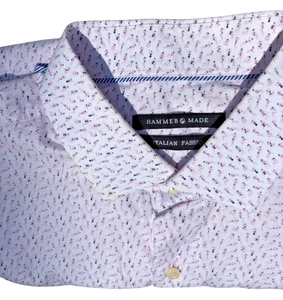 Hammer Made Men's LS Button Down Shirt Swimsuit Girl Pattern Size 44/17.5 Cotton - Picture 1 of 11