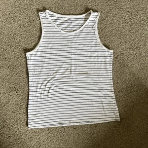 H&M Blue Striped Tank Top Mens Large Unisex Retro Stripes - Picture 1 of 7