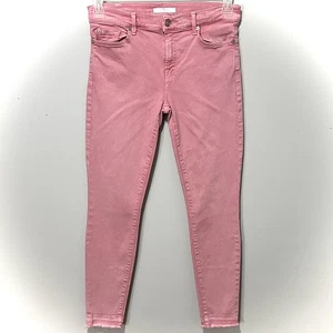 7 For All Mankind Jeans Womens 28 Pink Ankle Skinny Raw Hem Stretch Denim 28x27 - Picture 1 of 16