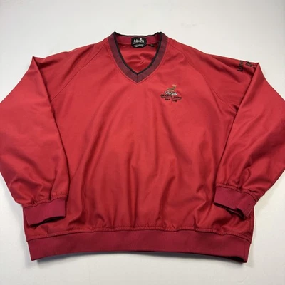 Ashworth Pullover Mens Medium Red Weather Systems V-Neck Golf Club Windbreaker - Image 1 of 4