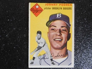 CARTOLINA JOHNNY PODRES BROOKLYN DODGERS 1954 TOPPS #166 - Foto 1 di 2