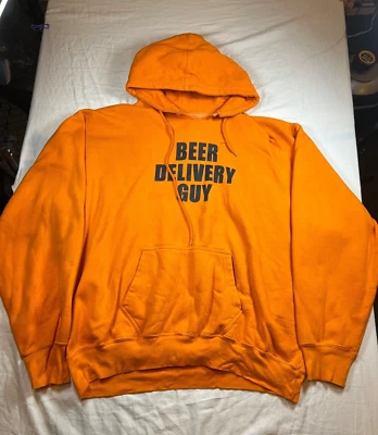 Sudadera con Capucha Beer Delivery Guy Steve & Barry's Naranja XL Universidad Texto Divertido Foto 1 de 4