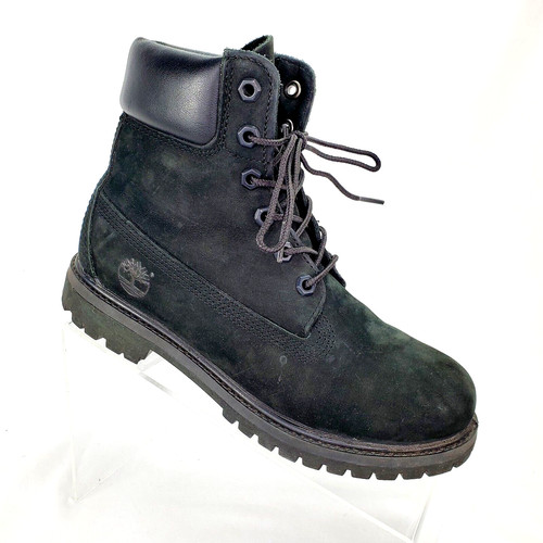Stivali da donna Timberland 6" taglia 7 impermeabili stringati neri in pelle nabuk 8658A