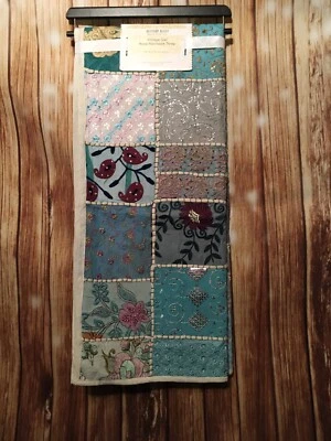 NWT SARI HAND PATCHWORK BLANKET THROW “By ARTISIAN ALLEY” Vtg Style 50” X 60” - Image 1 of 4